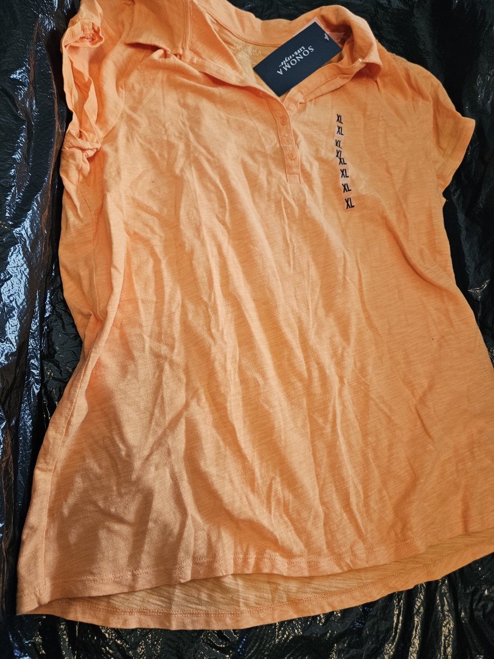 Sonoma Life + Style 810 Org Blossom Cotton Short Sleeve Top in Orange XL NWT